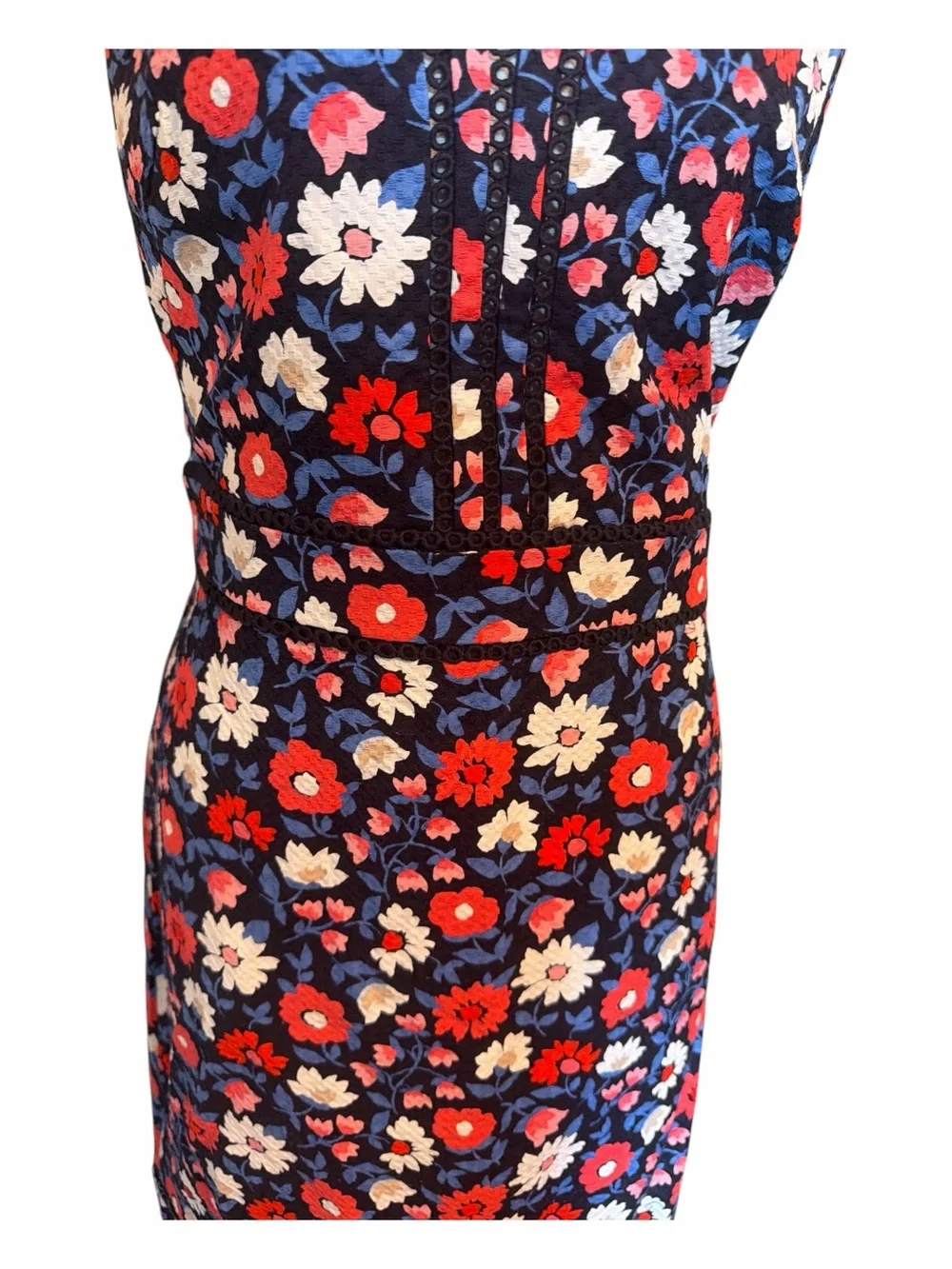 Kate Spade New York Floral Sheath Dress Size 14 Sleeveless Navy
